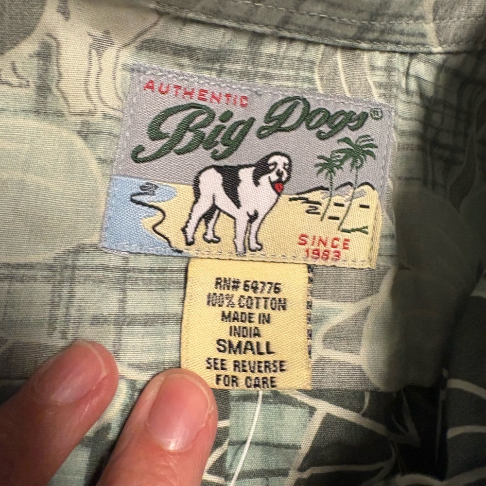 Big Dogs Mens100% Cotton Button Front Short Sleeve Dog Beachy Shirt Size S (NWT) - Picture 4 of 6